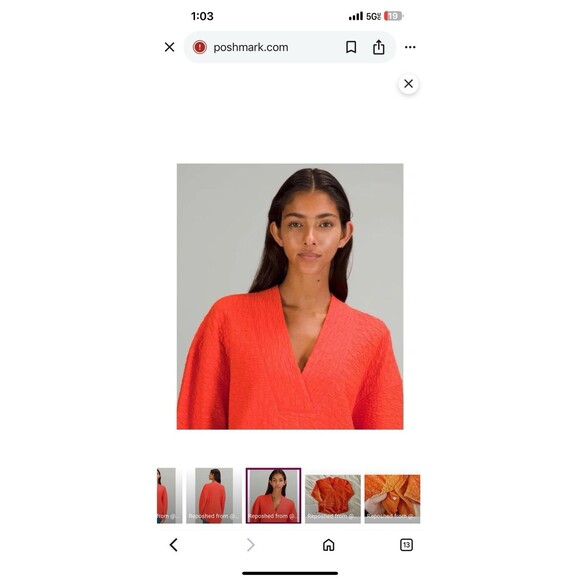 Lululemon Rippled V-Neck Pullover Autumn Red Orange Size 8 Oversize Relaxed - Picture 3 of 11